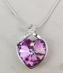 Collar Amatista Corazón de San Valentín Circonio Circuncalidad y Teniente 16+3 - Imagen 1 de 2