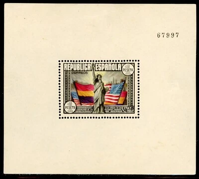 España 1938 Estatua de la Libertad Scott# 585c Como Nueva XF OG Gema Muy Ligeramente Bisagra Foto 1 de 2