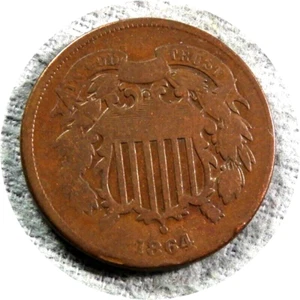 elf Two Cents 1864 Large Motto Civil War - Picture 1 of 2