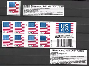 2017 FLAG #5262a(CF3) Convertible Booklet of 20 + Single from "Normal" Booklet - Picture 1 of 1