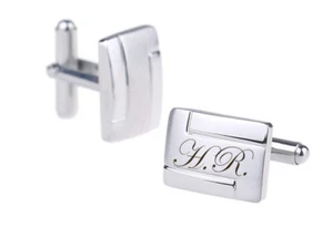 ID Manschettenknöpfe mit Gravur nach Wunsch Edelstahl, Hochzeit, Business NEU 01 - Bild 1 von 14