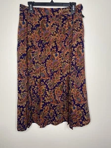 Geiger Skirt 42 Purple Brown Paisley Wool Pleated Dark Acadamia Midi Austria - Picture 1 of 8