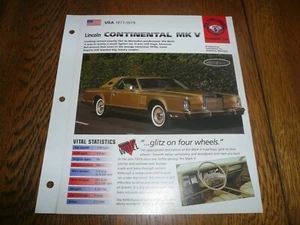1978 Lincoln Continental Mk V UNIQUE IMP BROCHURE  - Picture 1 of 3
