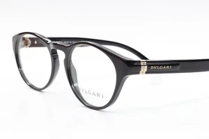 Bvlgari BV3012 501 Black Silver Acetate Designer Luxury Italy Eyeglasses 50-19mm - Picture 1 of 8