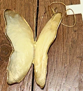 Hallmark Mariposa Regalo Regalo Borde Capiz Cáscara Oro 1991 Adorno De Colección Nuevo - Imagen 1 de 6