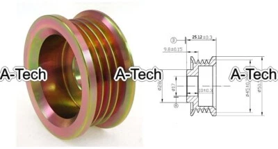 Alternator OVERDRIVE 45MM 4 GROOVE PULLEY fits Denso Nippondenso and others - Image 1 of 3