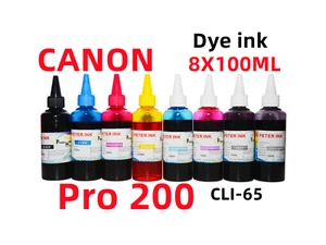 8X100ML Premium refill ink for Canon Pro 200 Pro 200S CLI-65 cartridge CISS CIS - Picture 1 of 3