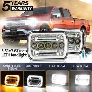 5x7" 7x6" LED Headlights Hi-Lo DRL For Ford F-150 F-250 F-350 E-150 E-250 E-350 - Picture 1 of 14
