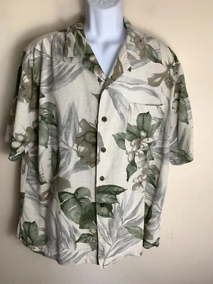 Havana Jack’s Short Sleeve Green Shirt XL Floral Tropical Hawaiian 100% Silk - Image 1 of 4