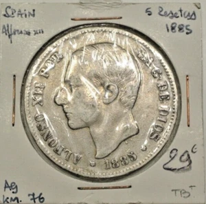 5 PESETA SILVER 1885 ALFONSO XII - Picture 1 of 2
