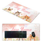 Personalised XXL Any Name Cute Water Colour Cats Computer PC Gaming Mousemat