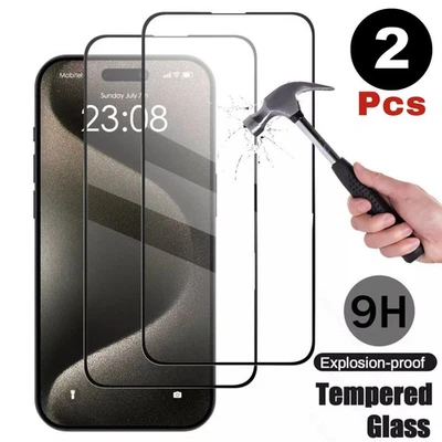 2PCS Apple Tempered Glass Protector Suitable For IPhone 13 14 15 16 Pro Plus Max