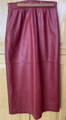 Falda de cuero roja vintage Preston & York talla 12 Foto 1 de 4