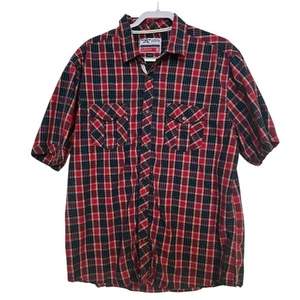 Jordan Craig Western Red Plaid Cowboy Short Sleeve Mens Shirt Sz 2XL - Picture 1 of 7