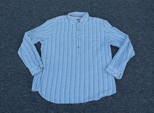 Cherokee Mens Light Blue Striped Shirt XL Half Button Long Sleeve - Picture 1 of 9