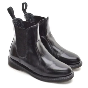 Ladies Dr Martens Flora Chelsea Pull Up Boots 38 / 7 Black Leather Bootie Shoes - Picture 1 of 7