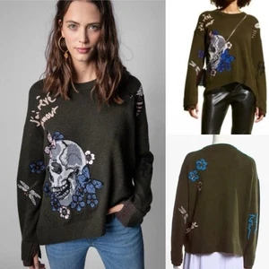 Suéter ZADIG AND VOLTAIRE Markus Tatoo Cachemira Oliva Multicolor Talla L (bal) - Imagen 1 de 14