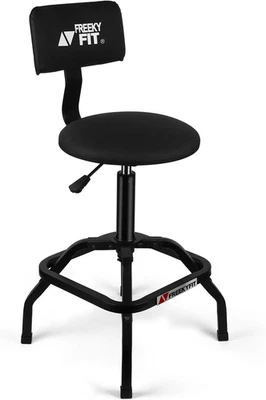 Shop Stool with Backrest, Mechanic Garage Stool for Workshop, Adjustable Shop St - Image 1 of 4