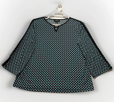 Top profesional Liz Claiborne para mujer talla XL azul verde diseño acento dorado Foto 1 de 4