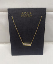 NEW AQUA Sterling Silver Gold Tone CZ Bar Necklace FREE Shipping