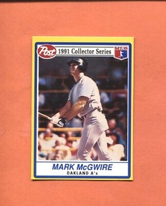 1991 POST CEREAL COLLECTOR SERIES Mark McGwire Oakland As 2 - great condition