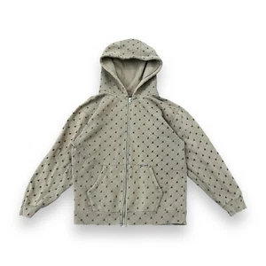 Vtg Volcom Sweatshirt Womens L Brown AOP Hoodie Full Zip Cyber Skater Y2K Grunge - Picture 1 of 5
