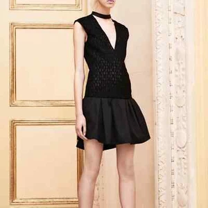 Thakoon Leather Collared Embroidered Cable Knit Sleeveless Combo Mini Dress NWT - Picture 1 of 14