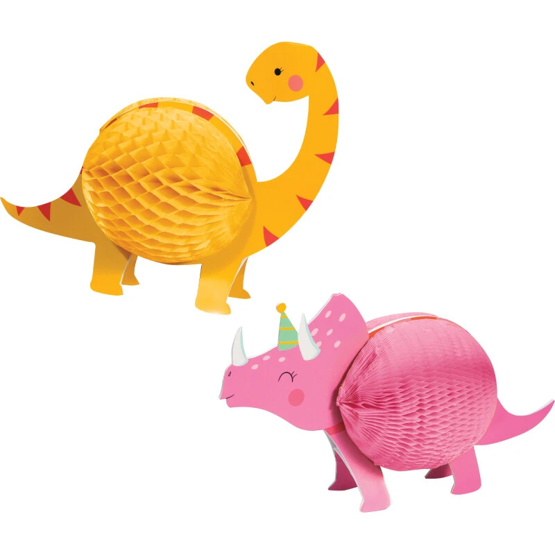 Dinosaur Party Supplies Girl Dino Party Honeycomb Decorations 2Pk Pink - Image 1 of 1