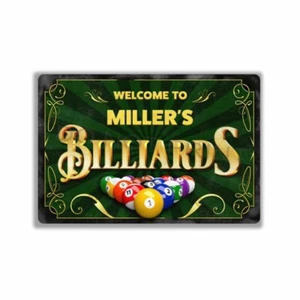 Personalized Miller's Billiards Vintage Sign or Sticker Pool Table Bar Pub - Picture 1 of 21