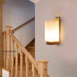 Japanese Bedside Solid Wood Wall Lamp Modern Creative European Simple Wall Light - Picture 1 of 10