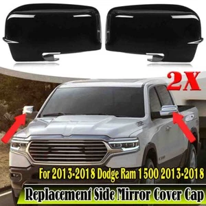 2x Side Mirrors Cover Caps Replacement Gloss Black For Dodge Ram 1500 2009-2012 - Foto 1 di 11