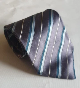 Dolce & Gabbana grey blue stripe pattern Italian silk tie - Picture 1 of 6
