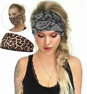 Mujeres Niñas Yoga Leopardo/Cachemira Diadema Elástica Diadema Diadema Bandana Máscara Foto 1 de 4