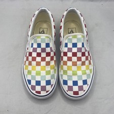 slip on rainbow checkered vans