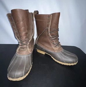 LL Bean Men’s Sz 7M Maine Duck Hunting Brown Leather Gorte-Tex Boots - Picture 1 of 8