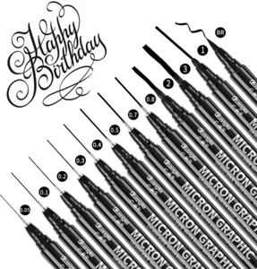 12Pcs Kaligraphiestift Schwarz,Schwarze Fasermaler,Fasermaler Pinsel,Kalligraphi - Bild 1 von 7