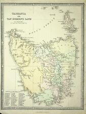 1853 Van Diemen's Land / Tasmania by Philip 12.5" x 9.3" Authentic original map