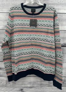 NORDSTROM 14th & UNION ZIG ZAG FAIR ISLE CREWNECK HOLIDAY SWEATER Men's XL NEW - Picture 1 of 5