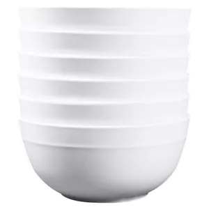 Melamine Cereal Bowls 23oz White Dinnerware Soup Bowls Set Of 6unbreakable 6pcs - Picture 1 of 8