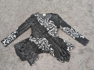 eci New York Shirt Womens Medium Gray Tunic Blouse Stretch Long Sleeve - Picture 1 of 9