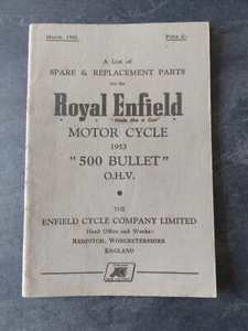 Libro repuestos Royal Enfield 500 BULLET OHV moto 1953 - Imagen 1 de 2