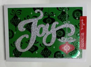 HALLMARK GREETINGS 12 COUNT SILVER GLITTER JOY HOLIDAY CHRISTMAS CARDS - Picture 1 of 1