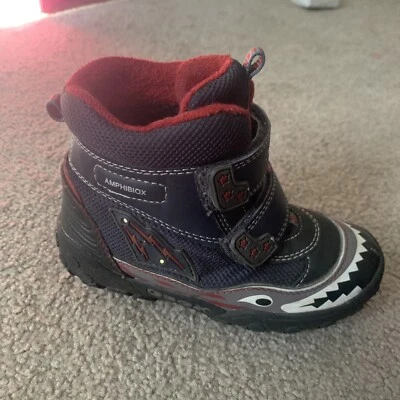 Geox Winter Snow Boots Size 10 Navy Blue/Red Dragon Graphics Light Up Reflective - Image 1 of 4