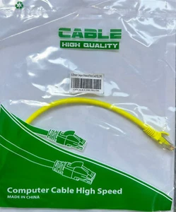 0.25m Cat6 Ethernet Network LAN Cable Patch Lead RJ45 Connector Each End Yellow - Picture 1 of 2