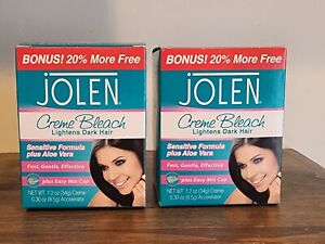 Lot Of 2 - Jolen Creme Bleach SENSITIVE Formula Lightens Dark Hair 1.2 oz