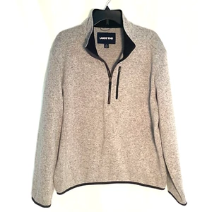 Land's End Pullover Men's Sweater Large Heather Gray 1/2 Zip Mock Neck Pocket - Picture 1 of 6
