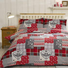 Red Alpine Patchwork Festive 100% Brushed Cotton Flannelette Duvet Cover Set