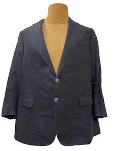 BECKENSTEIN Bespoke Men's Sports Coat Navy Blue 100% Linen Custom Made Size 46 S - Picture 1 of 16