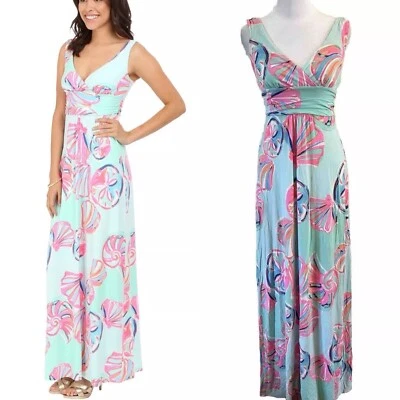 Maxi Vestido Lilly Pulitzer Sloane Como Nuevo Fresco en las Rocas Sin Mangas Conchas XS Foto 1 de 4