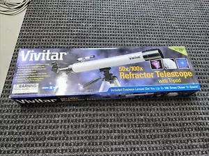 Vivitar 50x/100x Refractor Telescope with Tripod plus 3X Finder Scope New in Box - Picture 1 of 2